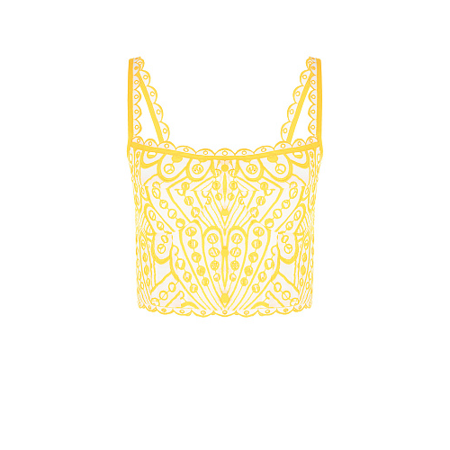 Белый топ с желтым шитьем Charo Ruiz Желтый, арт. 223100 WHITE/YELLOW | Фото 1