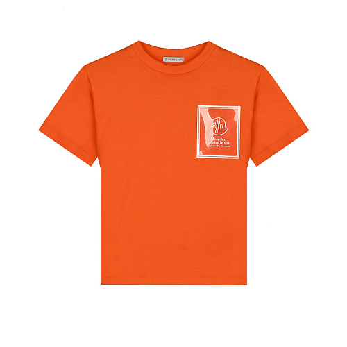 Оранжевая футболка с лого Moncler Оранжевый, арт. 8C00021 83907 327 | Фото 1