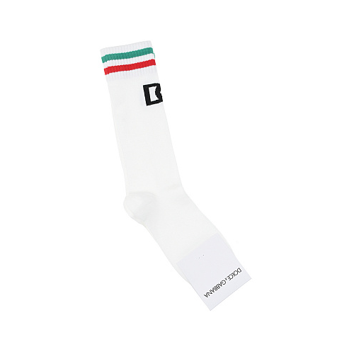 Белые носки с отделкой в полоску Dolce&Gabbana Белый, арт. LBKAA1 JACNY S9000 | Фото 1