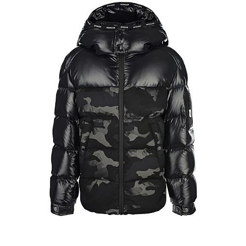 Черная куртка с камуфляжными вставками Moncler Черный, арт. 1A53E 20 68950 999 | Фото 1