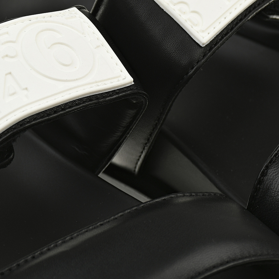 Черные шлепки с белыми вставками MM6 Maison Margiela Черный, арт. 70323 VAR.2 | Фото 7