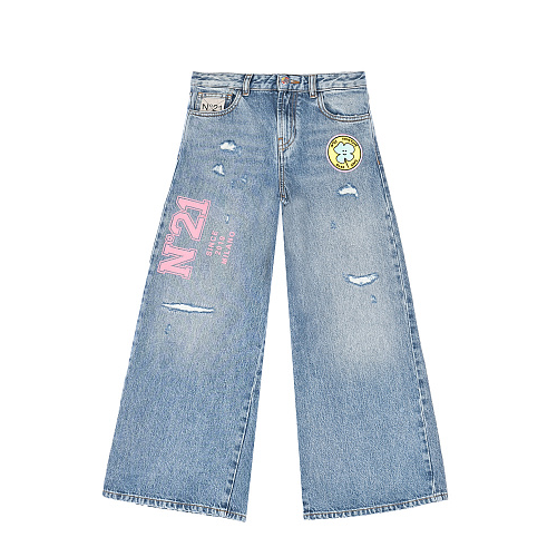 Широкие синие джинсы с разрезами No. 21 Синий, арт. N21543 N0223 0N01 | Фото 1