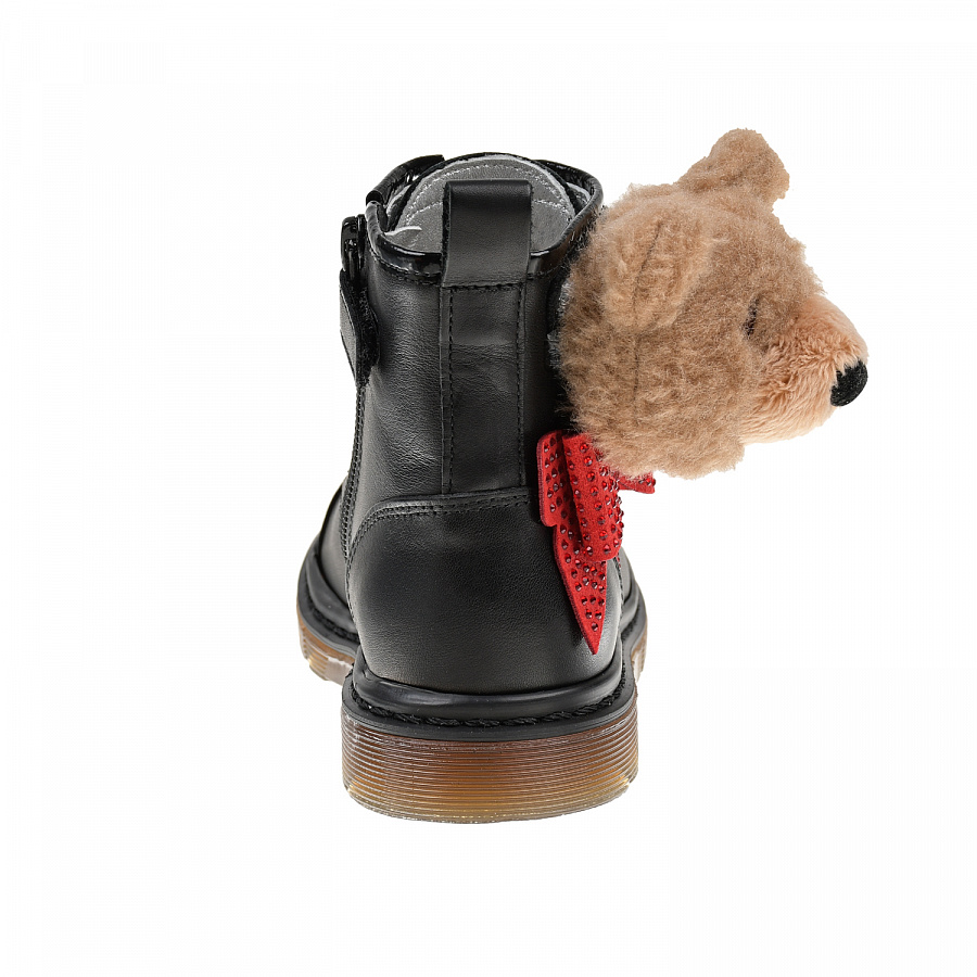 Кожаные ботинки с аппликацией &quot;медвежонок&quot; Monnalisa Черный, арт. 8C0021 0702 0050 | Фото 3