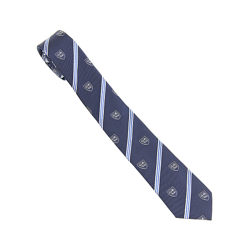 Синий галстук в полоску с гербами Dal Lago Синий, арт. N300 8025 1 | Фото 1