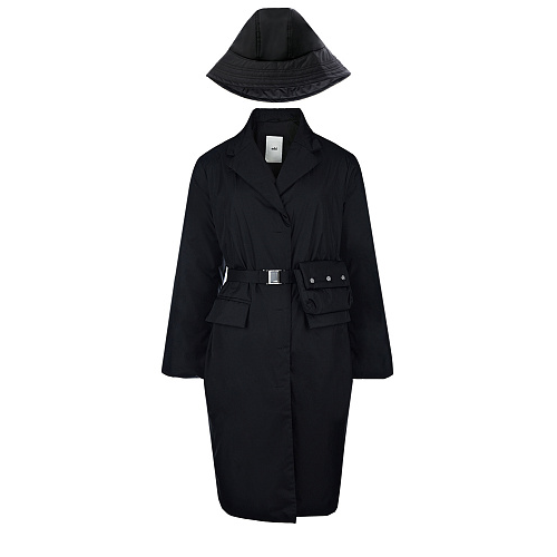Пуховое пальто с поясной сумкой и панамой ADD Черный, арт. 4AW889 8506 | Фото 1