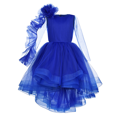 Синее платье рюшей на рукаве Sasha Kim Синий, арт. SK MERY COBALT CRY | Фото 1