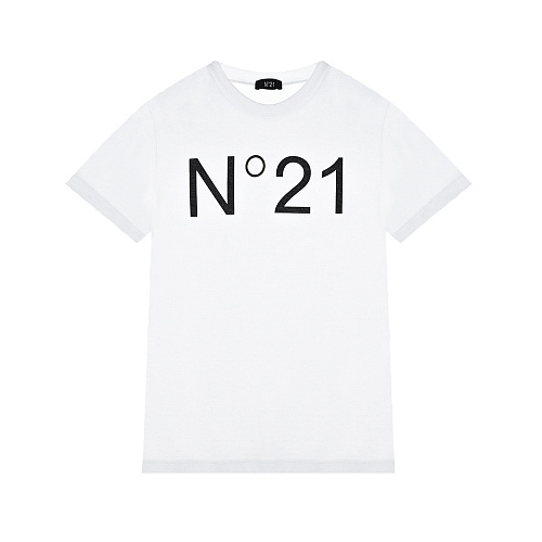 Белая футболка с черным логотипом No. 21 Белый, арт. N21173 N0153 0N100 | Фото 1