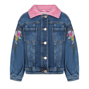 Джинсовая куртка с цветочной вышивкой