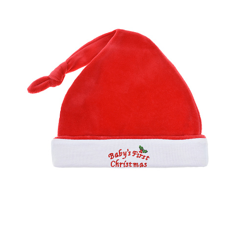 Красная шапка-колпак с вышивкой &quot;Babys first Christmas&quot; Kissy Kissy Красный, арт. KN502408N-K600 RD | Фото 1