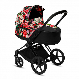 Детская коляска (для новорожденных) Cybex Priam III FE Spring Blossom Dark и шасси Matt Black  , арт.  | Фото 1