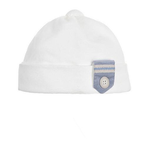 Белая шапка с синей нашивкой Aletta Белый, арт. RC220035-21F C610 | Фото 1