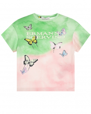 Двухцветная футболка с принтом "бабочки"