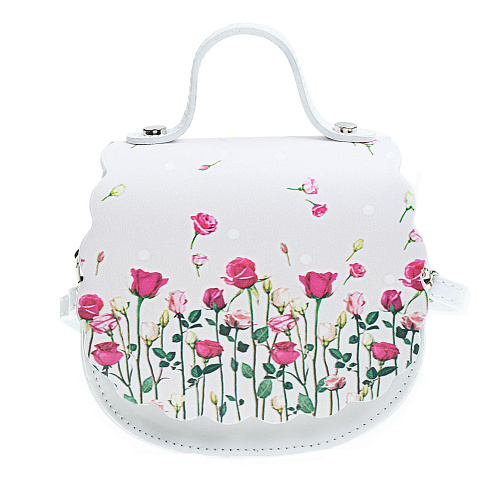 Белая сумка из кожи с цветочным принтом Monnalisa Розовый, арт. 799000 9075 0091 | Фото 1