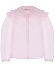 Розовая блуза с рюшами