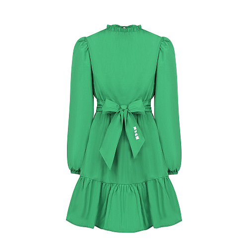 Зеленое платье с поясом MSGM Зеленый, арт. MS029164 080 | Фото 1