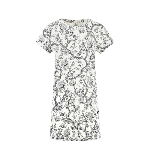 Черно-белое платье с растительным принтом Burberry Мультиколор, арт. KG2 VIOLA:131326 8048188 BLACK/WHIT A8541 | Фото 1