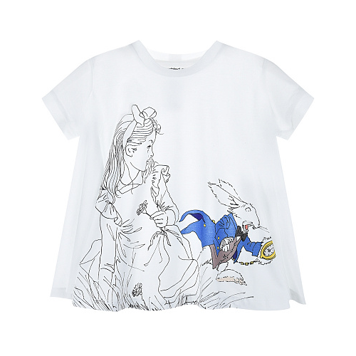 Белая футболка с принтом &quot;Алиса в Стране чудес&quot; Scrambled Ego Белый, арт. BJ103 150 GREGGIO | Фото 1