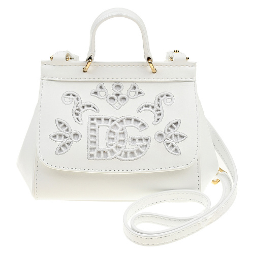 Белая сумка с серебристым логотипом, 17x11x8 см Dolce&Gabbana Белый, арт. EB0003 AY327 80001 | Фото 1