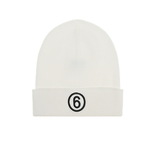 Белая шапка с черным логотипом MM6 Maison Margiela Белый, арт. M60142 MM061 M6100 | Фото 1