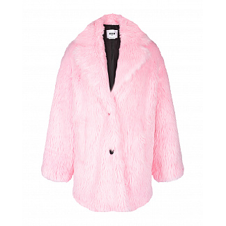 Розовое пальто из эко-меха MSGM Розовый, арт. 3341MDC12 227626 11 | Фото 1