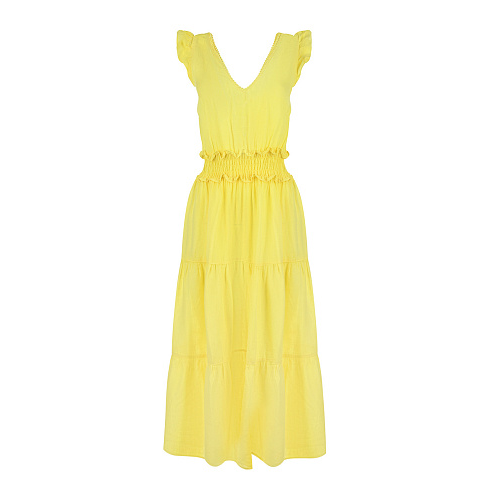 Желтое приталенное платье 120% Lino Желтый, арт. V0W49DM0000115000 V040 | Фото 1
