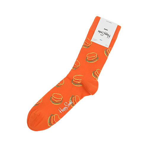 Оранжевые носки с принтом &quot;бургеры&quot; Happy Socks Оранжевый, арт. LUT01 2700 | Фото 1