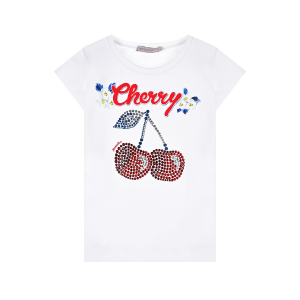 Белая футболка с принтом "Cherry"
