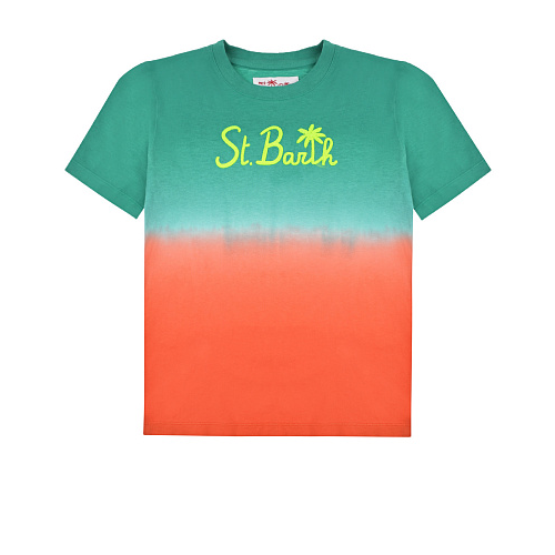 Двухцветная футболка с надписью Saint Barth Мультиколор, арт. PORTOFINO 01810B EMB SB PALM 5781 | Фото 1