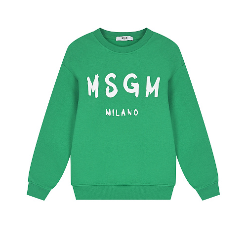 Зеленый свитшот с белым лого MSGM Зеленый, арт. MS029076 080 VERDE | Фото 1