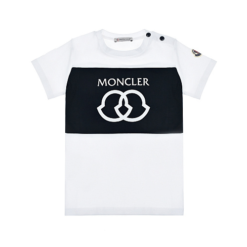 Белая футболка с черной полосой Moncler Белый, арт. 8C71820 8790A 001 | Фото 1