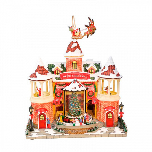 Новогодний сувенир &quot;Дом с оленями&quot; 29,2x15,9x36,2 см. Musicboxworld , арт. 59008 | Фото 1