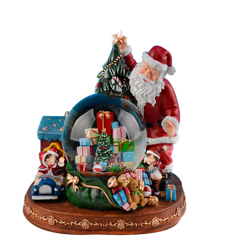 Шар снежный Санта с подарками (звук,анимация) 30x26x31 см Musicboxworld , арт. 59072 | Фото 1