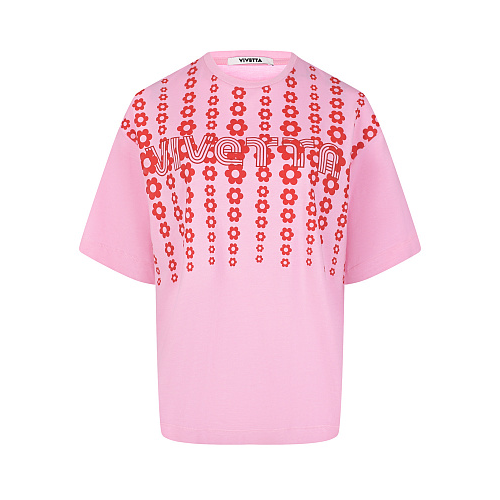 Розовая футболка с цветочным принтом и лого Vivetta Розовый, арт. F031 V402 4421 | Фото 1