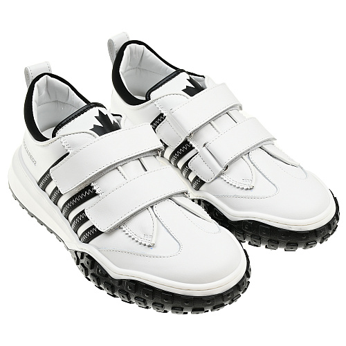 Белые кроссовки с черными полосками Dsquared2 Белый, арт. 70804 VAR.1 | Фото 1