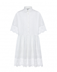Белое платье-рубашка с кружевной отделкой