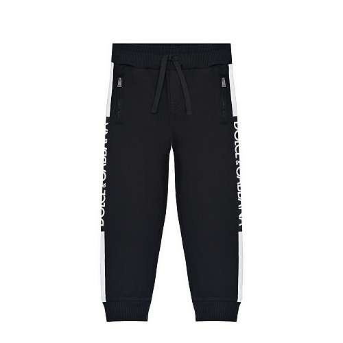 Черные спортивные брюки с лампасами Dolce&Gabbana Черный, арт. L4JPWL G7SSX N0000 | Фото 1