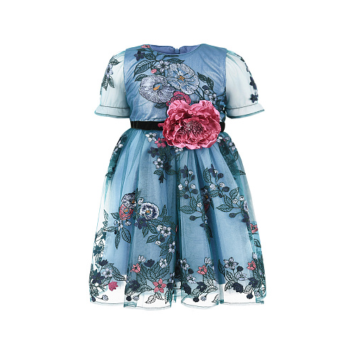 Голубое платье с цветочной вышивкой Eirene Голубой, арт. 202128 | Фото 1
