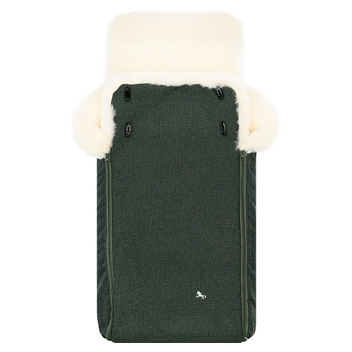 Зеленый конверт в коляску &quot;Premium Welss&quot;, натуральная овчина Hesba , арт. 1700693 | Фото 1
