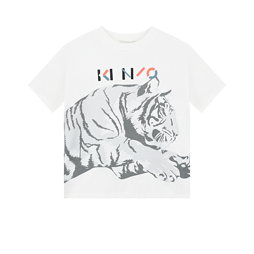 Белая футболка с принтом &quot;тигр&quot; KENZO Белый, арт. K25648 152 | Фото 1