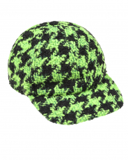 Черно-зеленая твидовая кепка