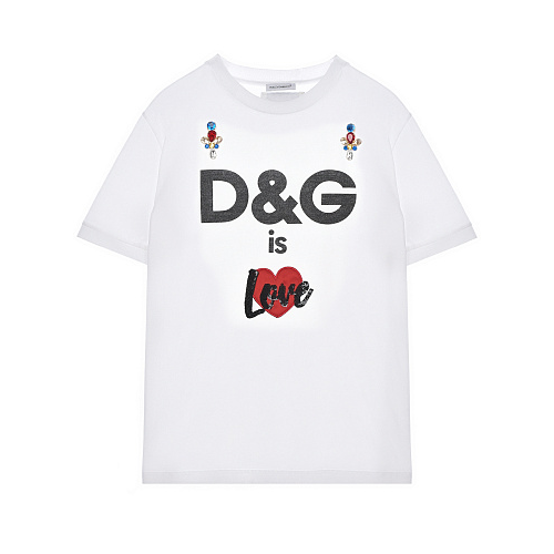 Белая футболка с нашивкой сердце &quot;Love&quot; Dolce&Gabbana Белый, арт. L5JTCP G7RHZ HWJ10 | Фото 1