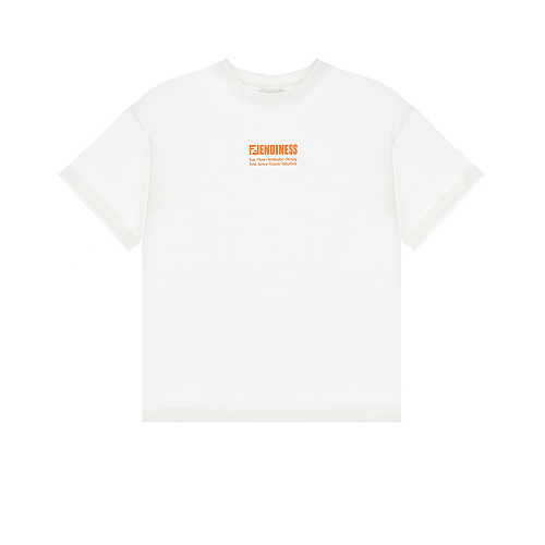 Белая футболка с оранжевым логотипом Fendi Белый, арт. JUI040 7AJ F0TU9 | Фото 1