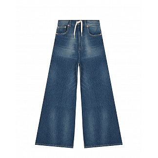 Синие джинсы с поясом на кулиске MM6 Maison Margiela Синий, арт. M60209 MM090 M601 | Фото 1