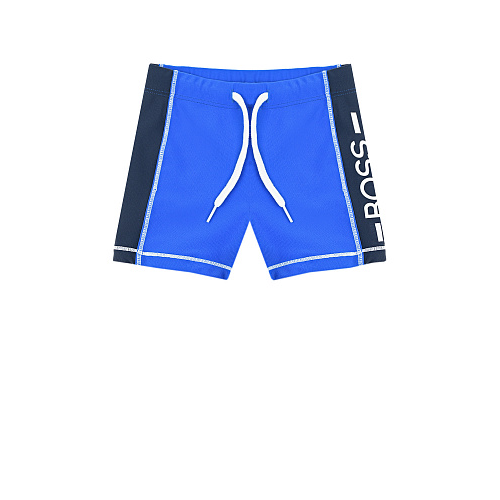 Синие плавки-шорты с логотипом Hugo Boss Синий, арт. J04441 871 | Фото 1
