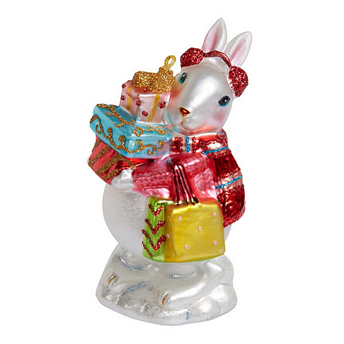 Подвеска Кролик с подарками (стекло) 6,5х7х13,5 см Holiday Classics , арт. 03961 | Фото 1