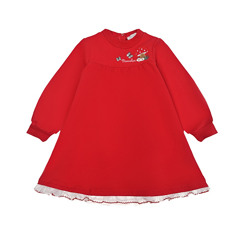 Красное платье с вышивкой Monnalisa Красный, арт. 390908 0022 0043 | Фото 1