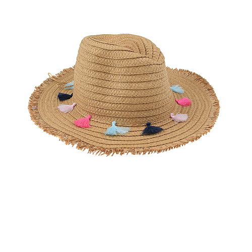 Соломенная шляпа с разноцветными кистями Snapper Rock Бежевый, арт. 662 | Фото 1