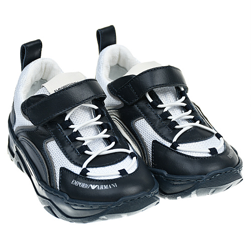 Темно-синие кроссовки с белой отделкой Emporio Armani Синий, арт. XMX014 XOT57 Q911 | Фото 1