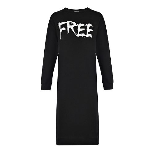 Черное платье с принтом &quot;Free Love&quot; 5 Preview Черный, арт. 5PW21027AW NOIR | Фото 1
