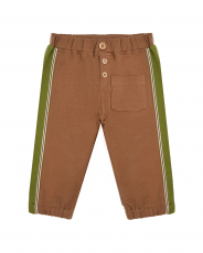 Коричневые спортивные брюки с зелеными лампасами